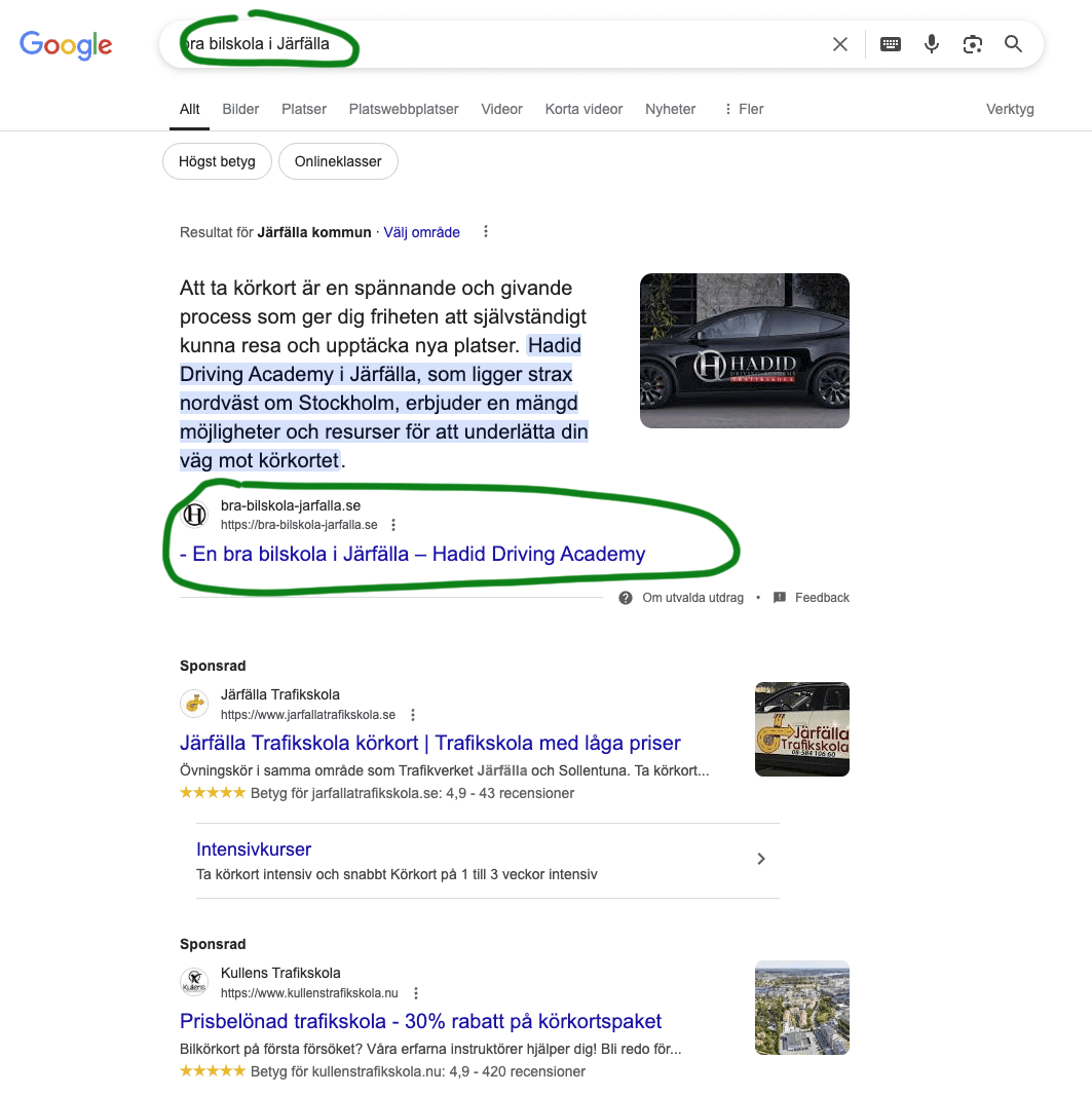 SEO landningssida fast pris