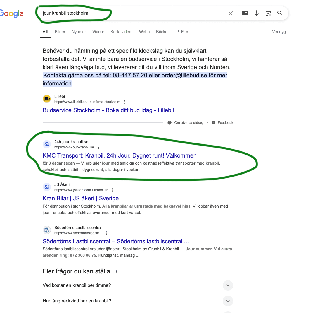 Seo landningssida fast pris för tjänsten